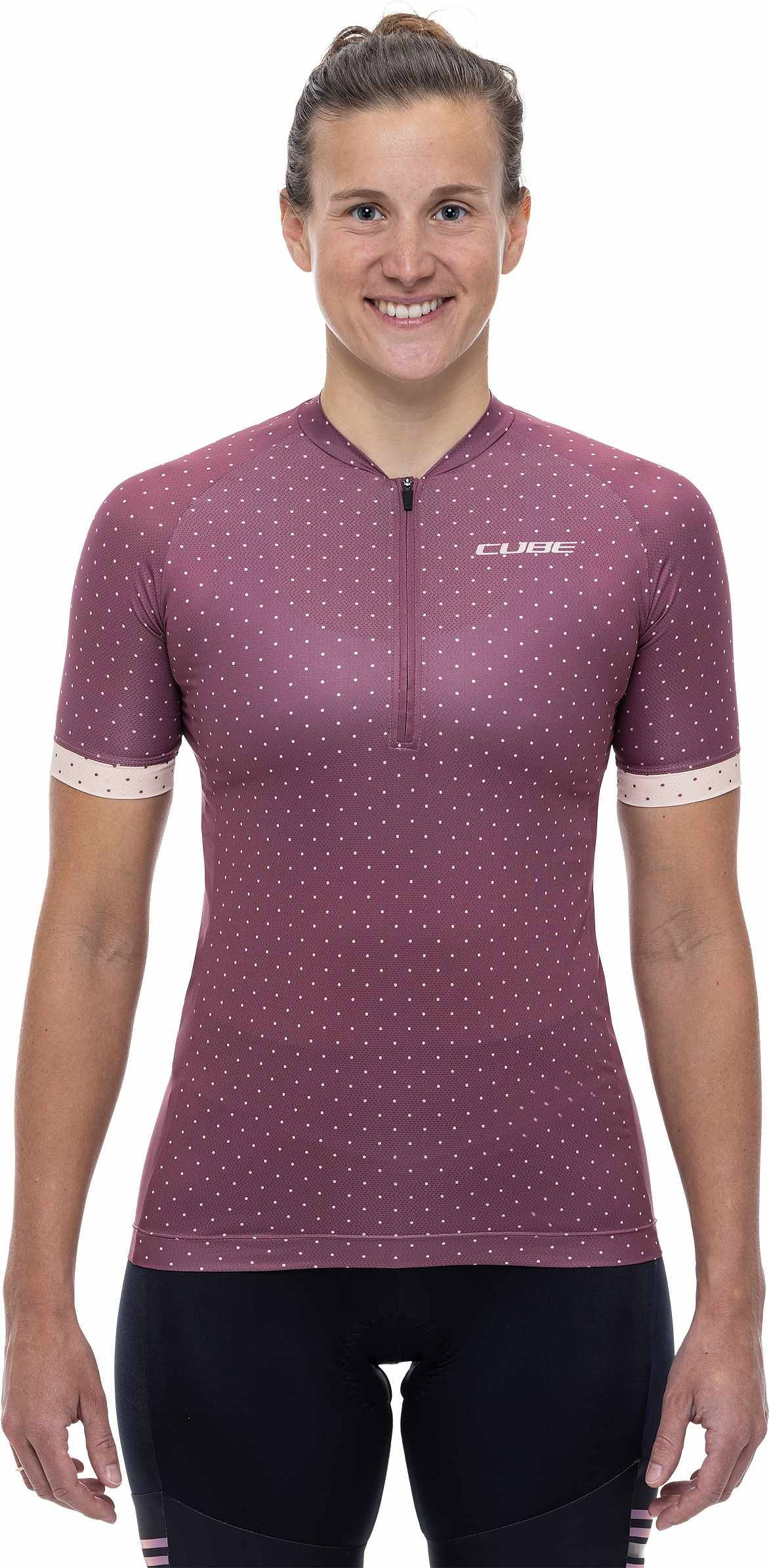 Cube Atx WS Jersey Half Zip Cmpt S/S Berry - Image 3