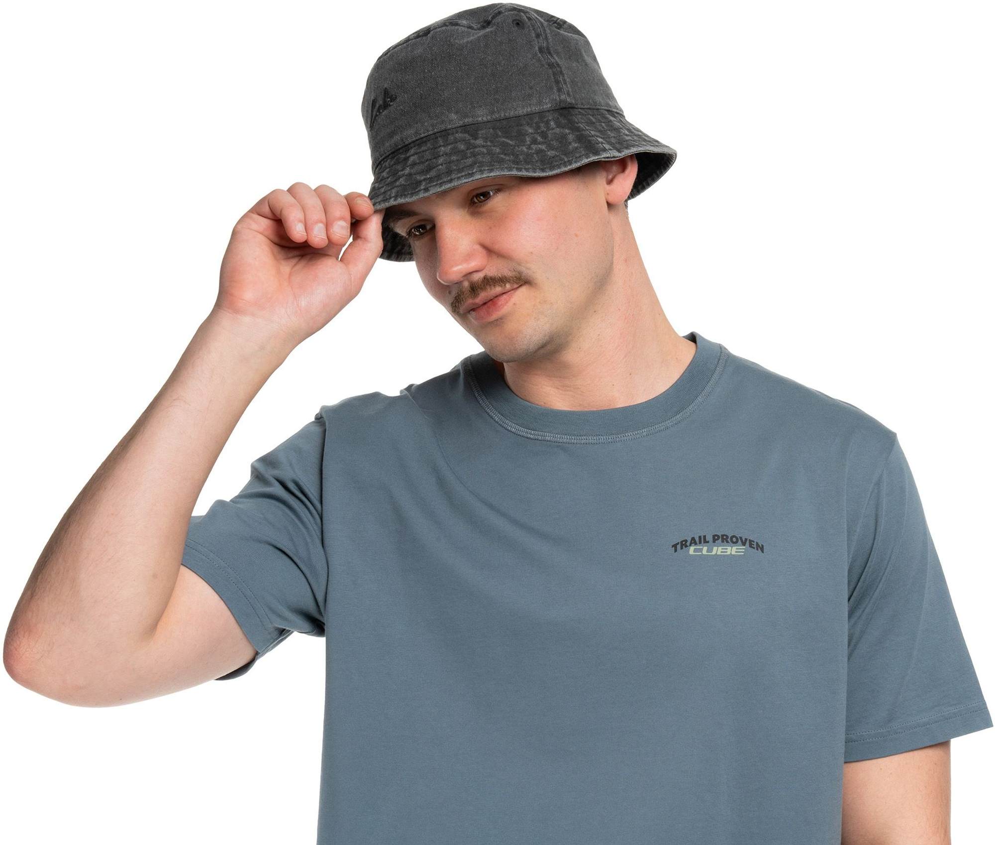 CUBE BUCKET HAT WASHED GREY ONESIZE - Image 4