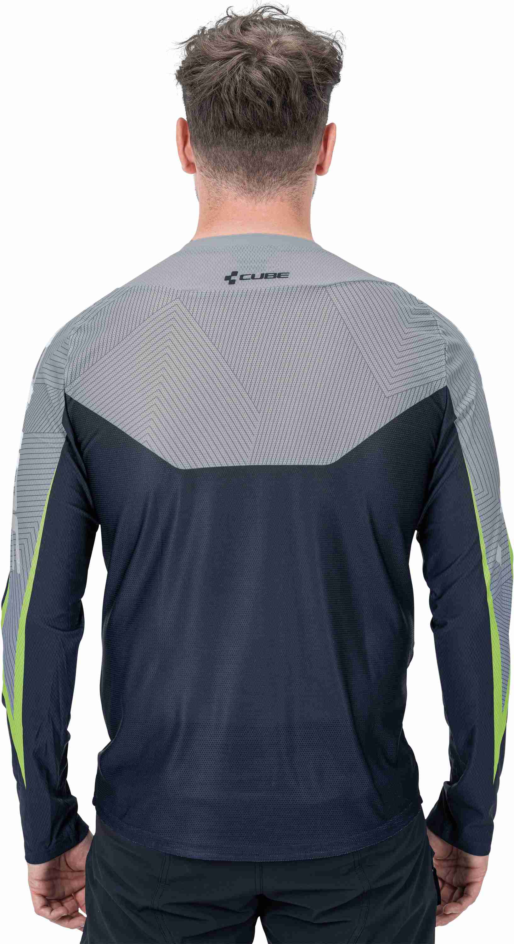 CUBE Edge Round Neck Jersey L/S Grey/Lime - Image 2
