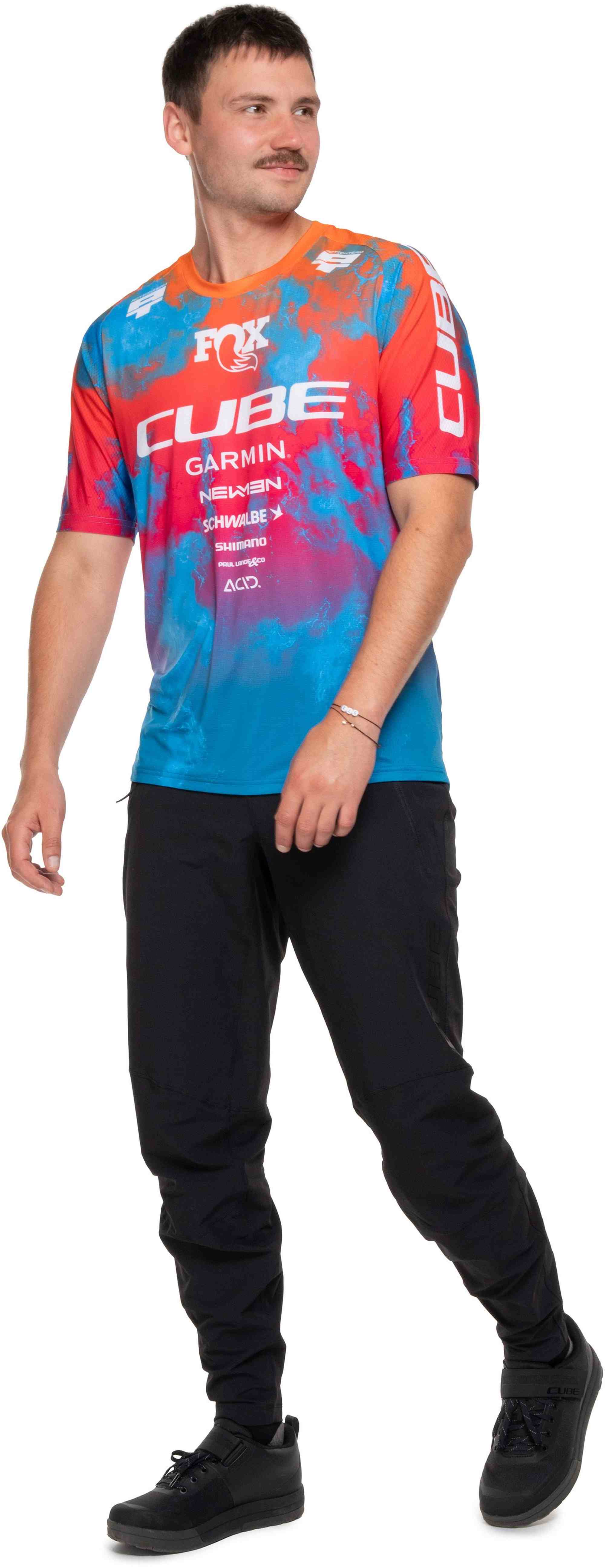 CUBE MTB JERSEY X ACTIONTEAM S/S BLUE/PINK/ORANGE - Image 3