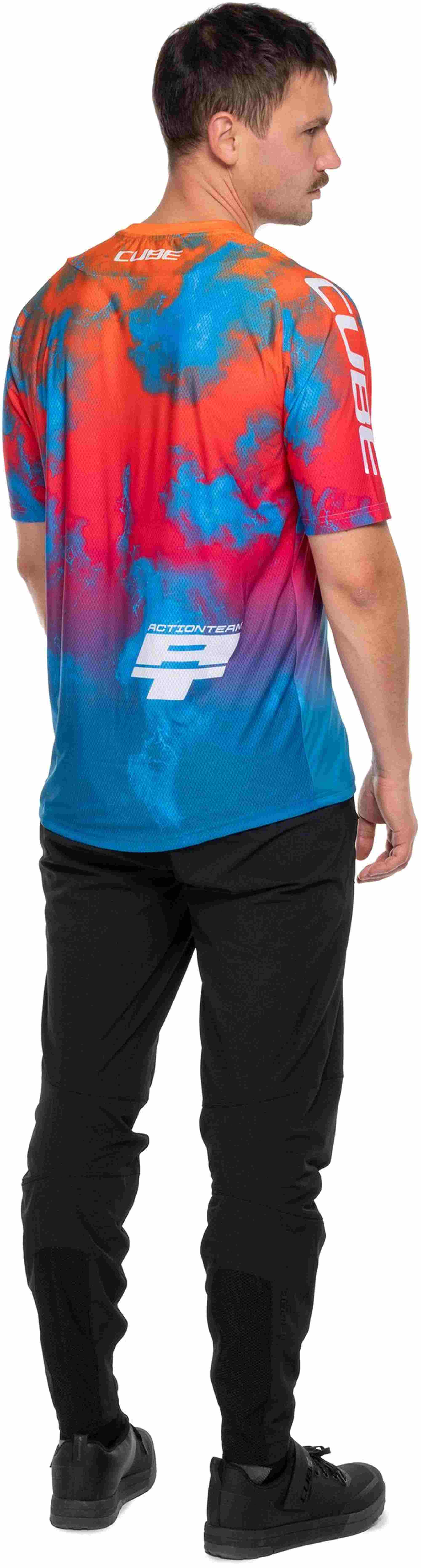 CUBE MTB JERSEY X ACTIONTEAM S/S BLUE/PINK/ORANGE - Image 4