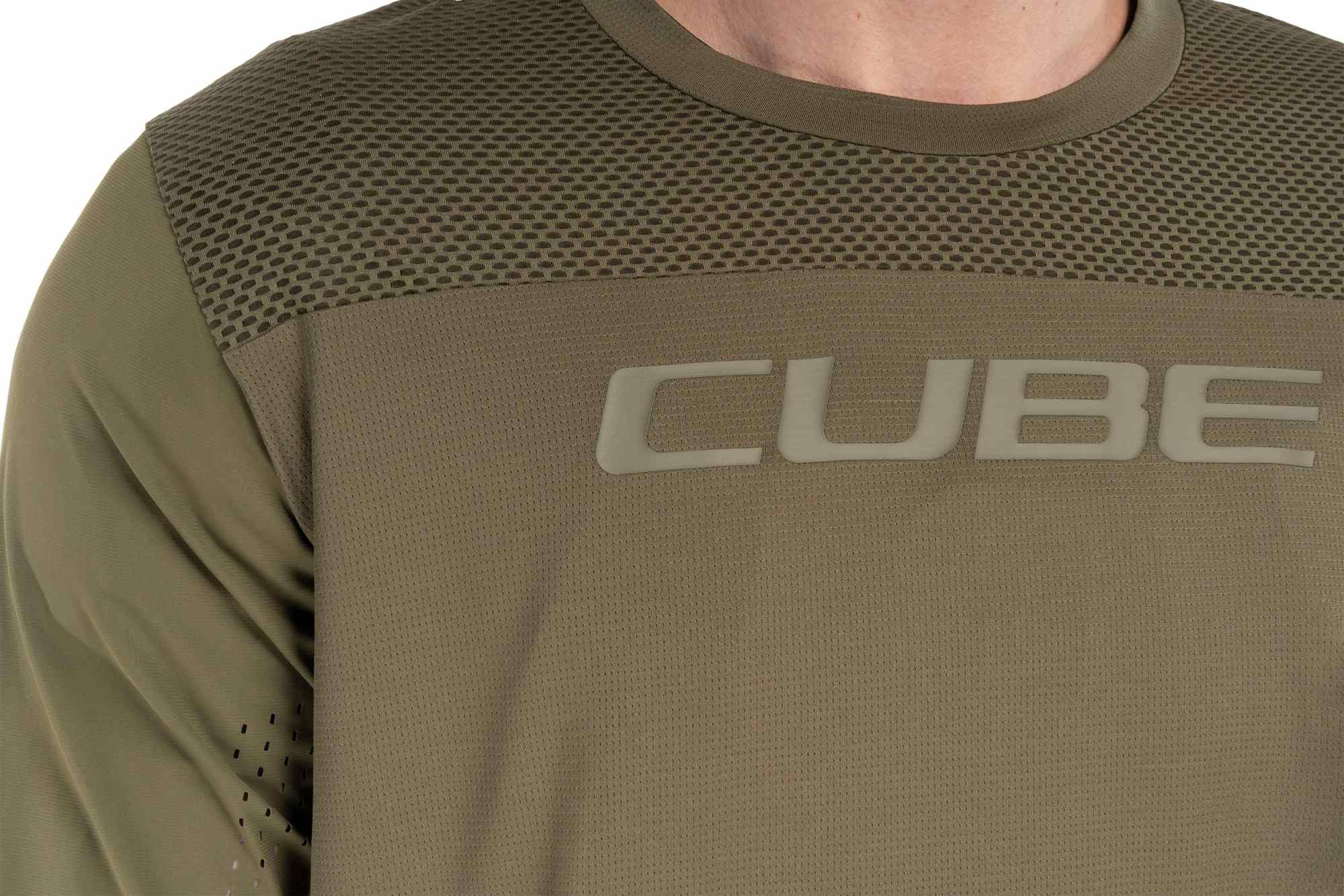 CUBE MTB ROUND NECK JERSEY PRO TM L/S OLIVE - Image 7