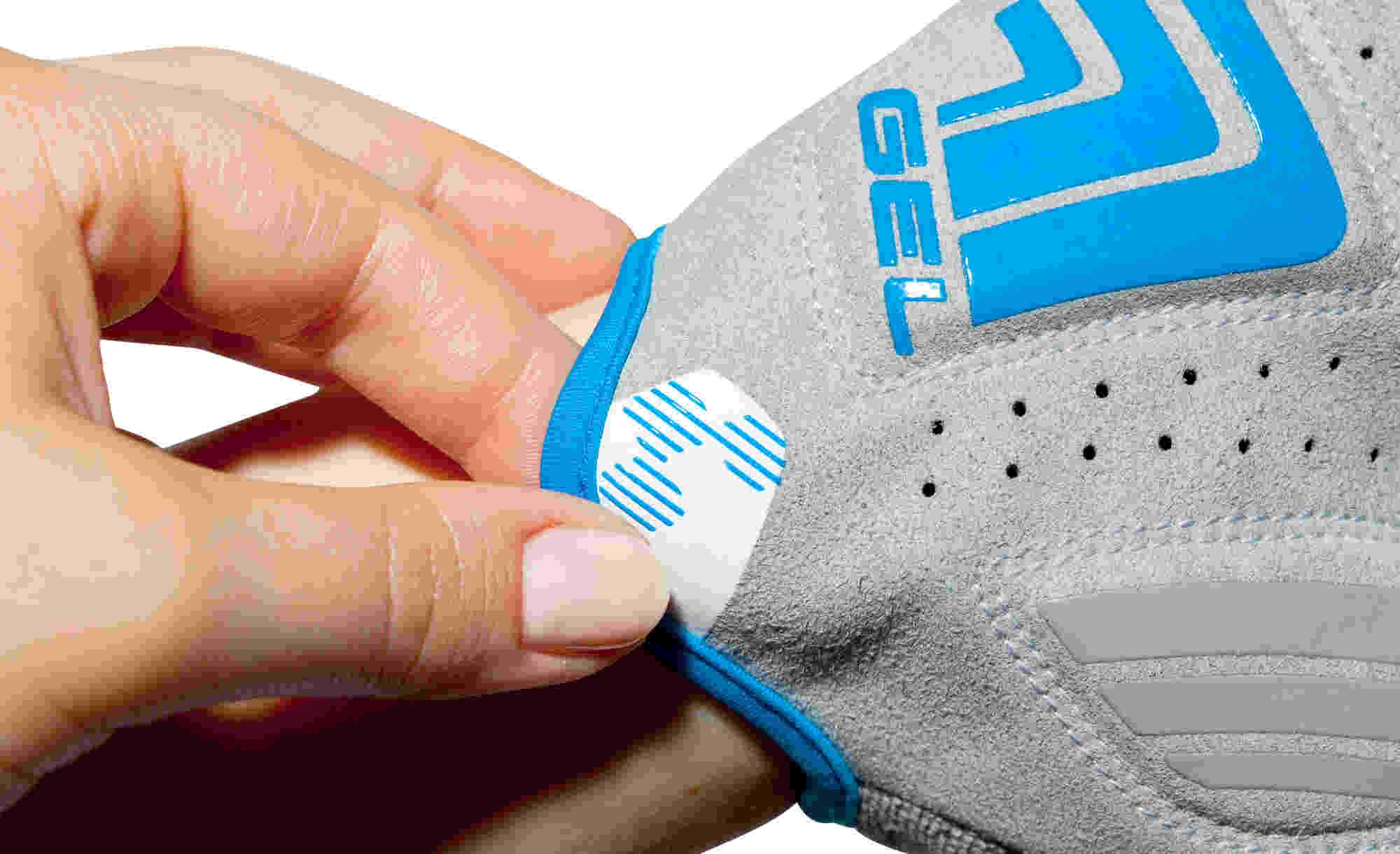 CUBE Natural Fit Wls Gloves Short Finger Wh/Gr/Blu - Image 6