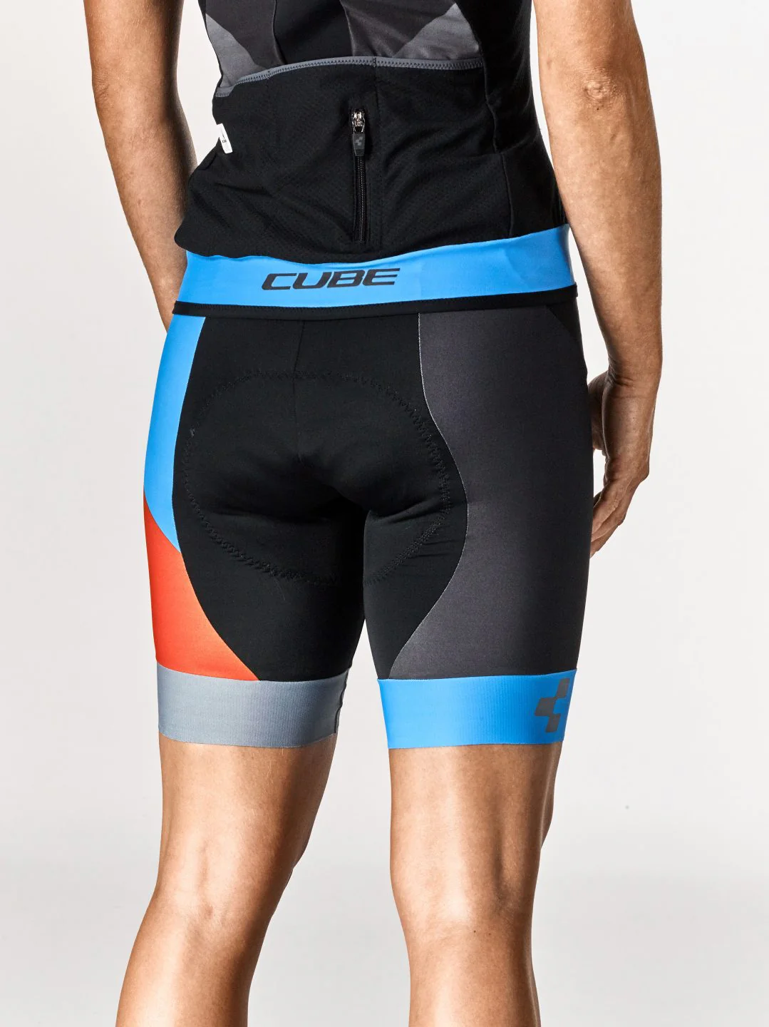 CUBE WS Black Zero Bib Shorts Black/Flashred/Blue - Image 3