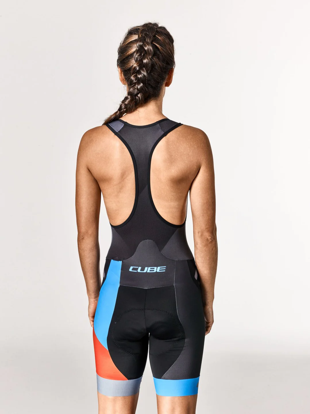 CUBE WS Black Zero Bib Shorts Black/Flashred/Blue - Image 4